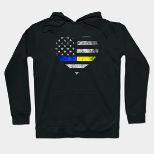 Police Dispatcher Gift - Thin Blue Gold Line Flag Heart Hoodie